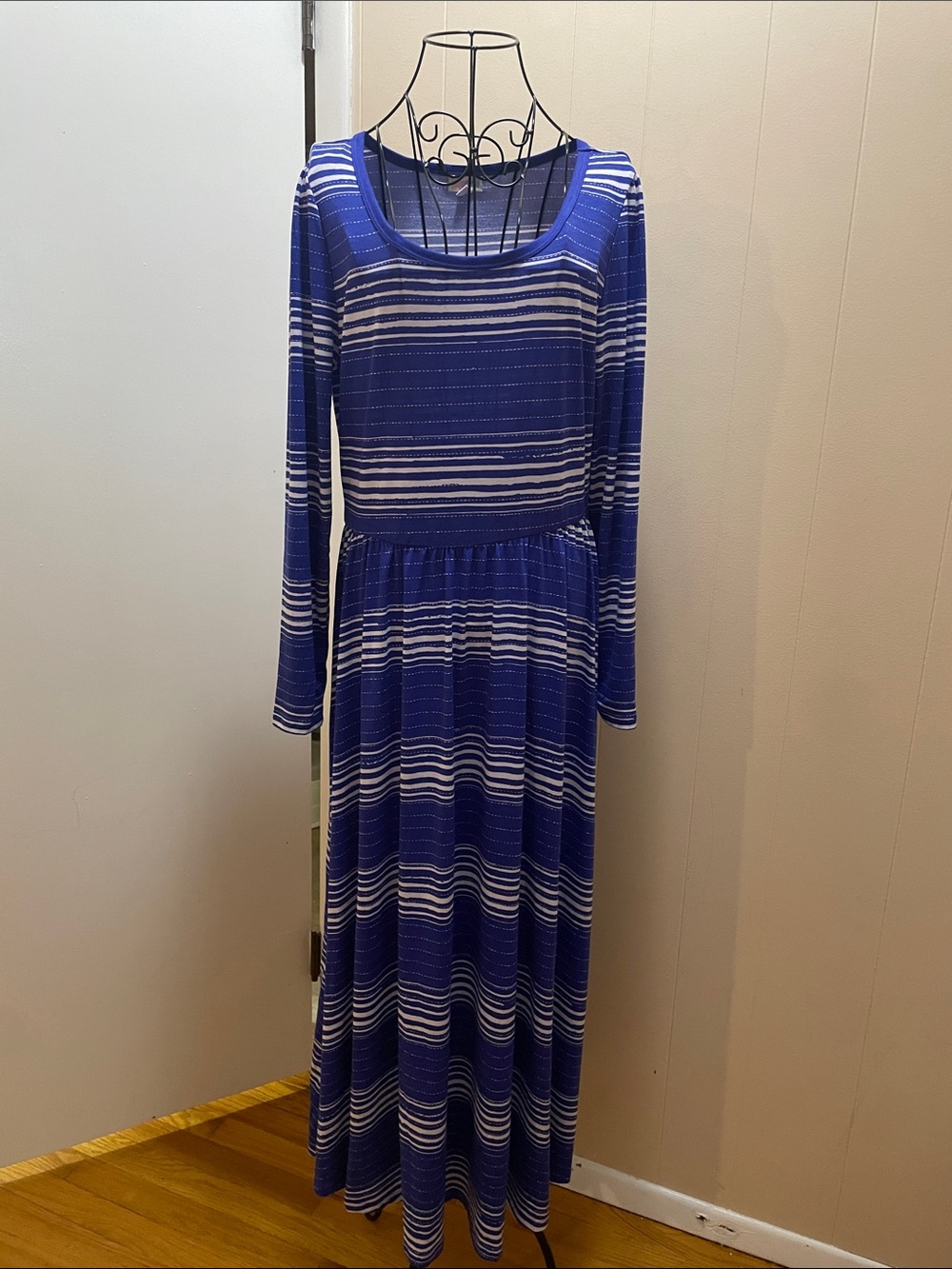LuLaRoe Green Striped Tank with White Bands.